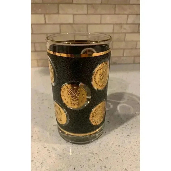 MCM Libbey Cocktail Glasses Gold Coin Collection Set of 4 - Picture 12 of 12